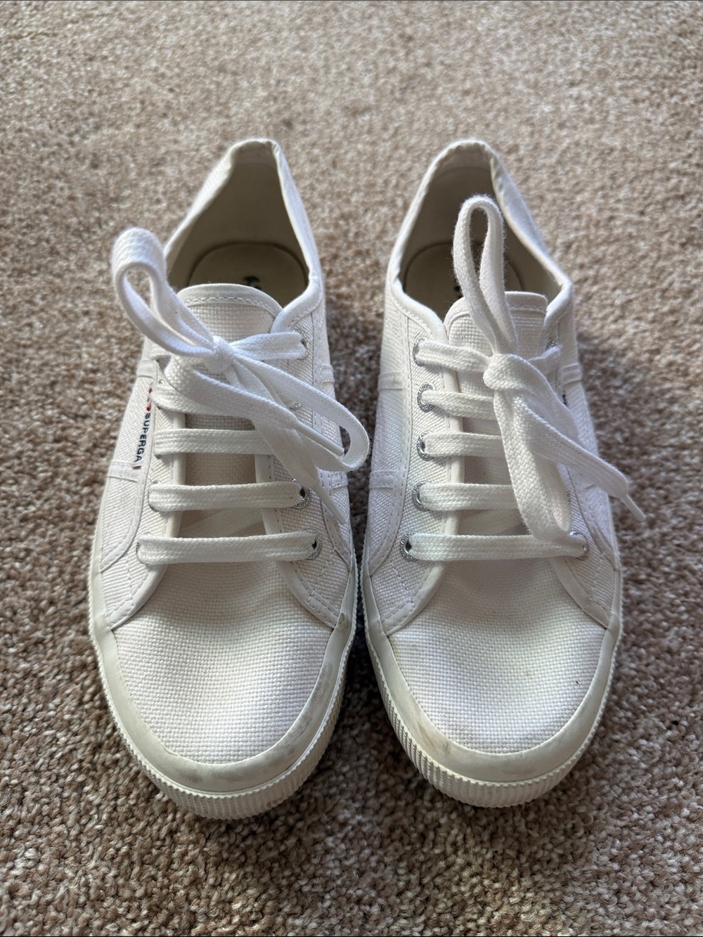 Superga White Canvas Low-Top Sneakers - Women's